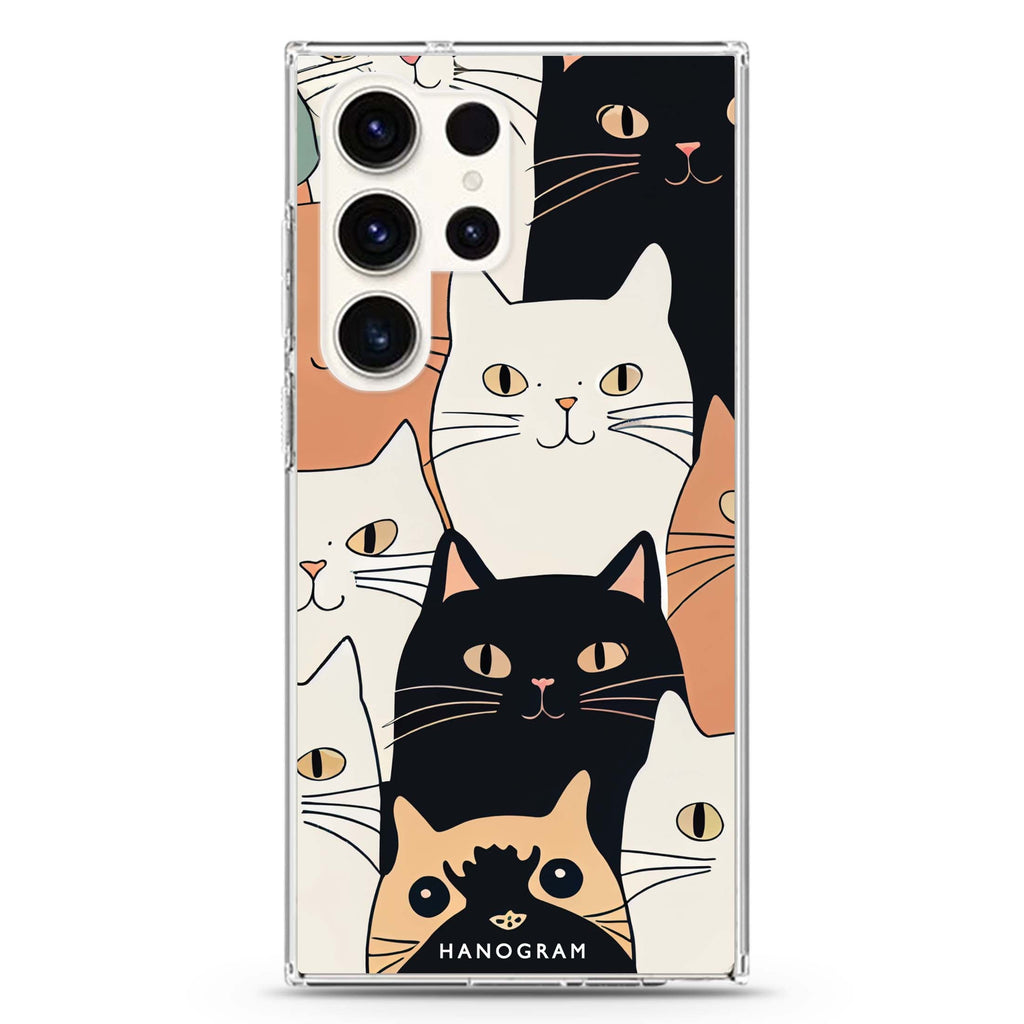 Look Cats Samsung Galaxy S26/S25/S24/S23/S22 Ultra ultra clear case, transparent design, main view