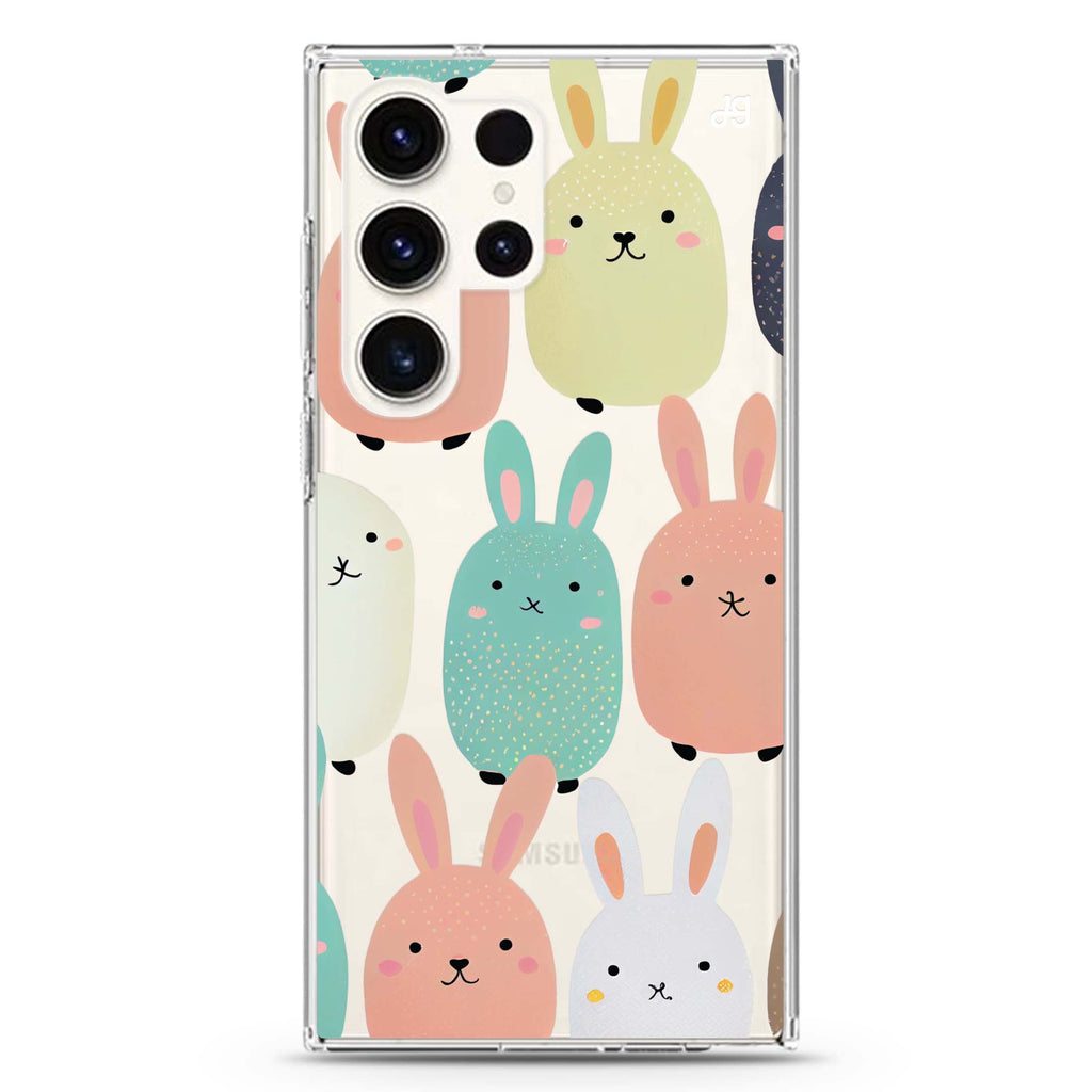 Cute Bunny Samsung Galaxy S26/S25/S24/S23/S22 Ultra ultra clear case, transparent design, main view