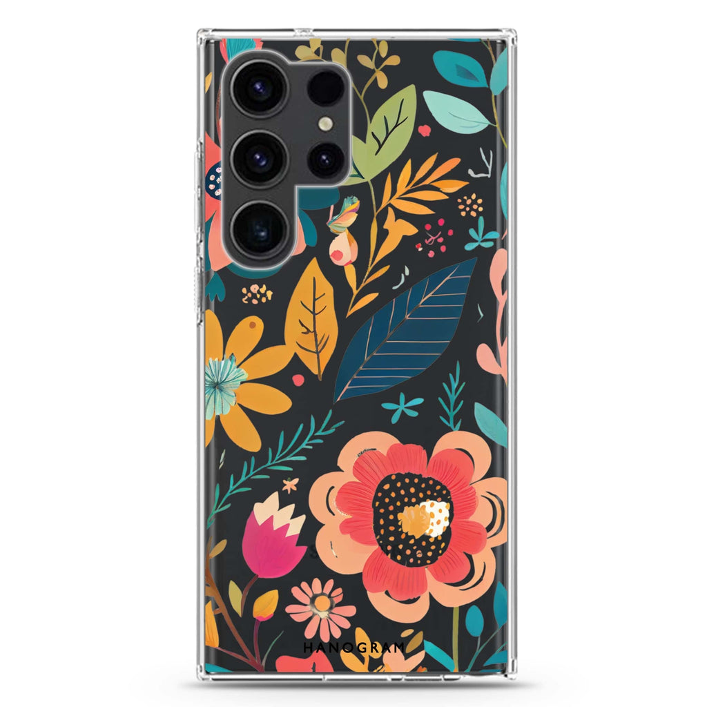 Pretty Florals Samsung Galaxy S26/S25/S24/S23/S22 Ultra ultra clear case, transparent design, main view