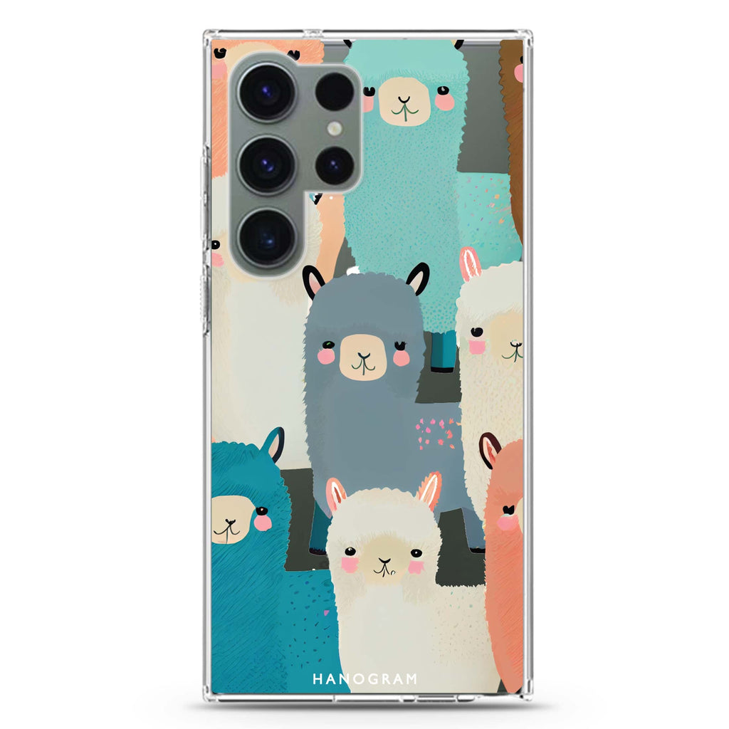 Cute Alpaca Samsung Galaxy S26/S25/S24/S23/S22 Ultra ultra clear case, transparent design, main view