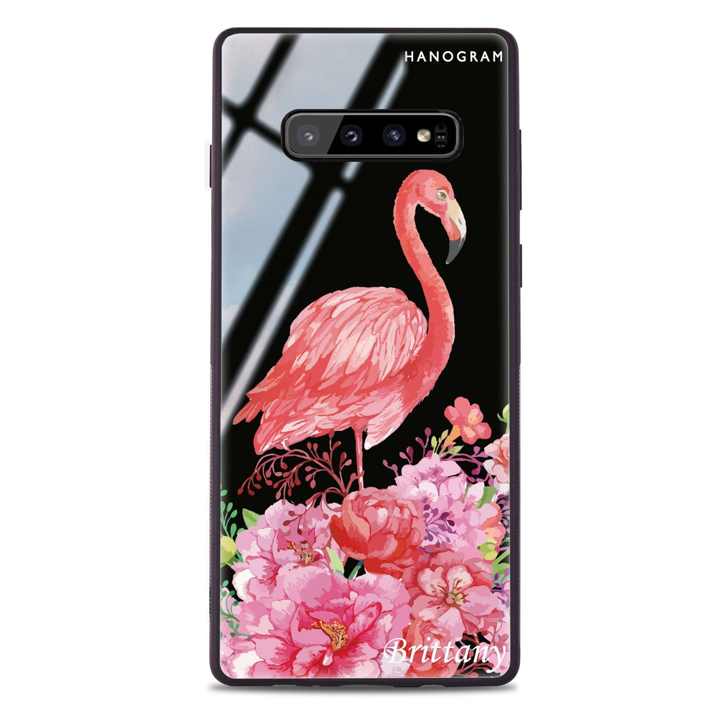 Flamingo & Flower Samsung S10 Plus Glass Case