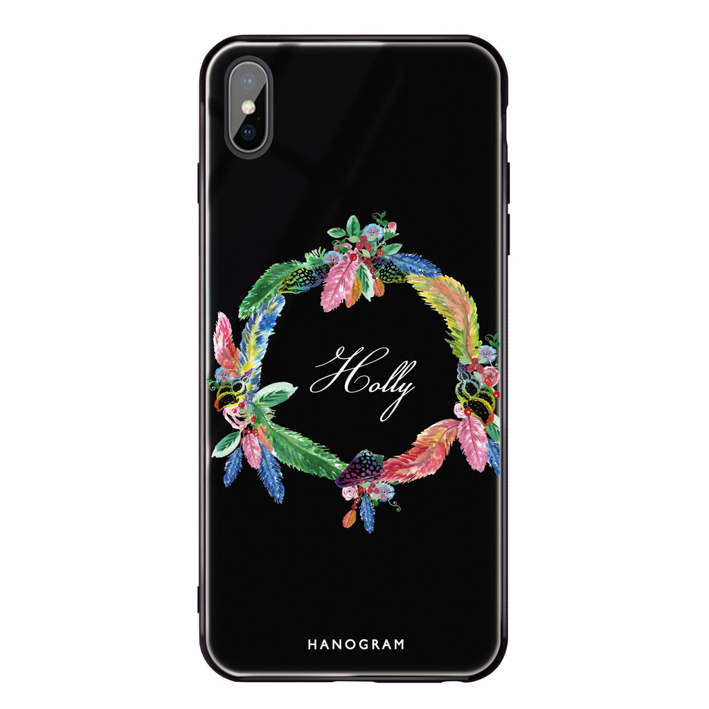 Watercolour Feather iPhone XS Glass Case