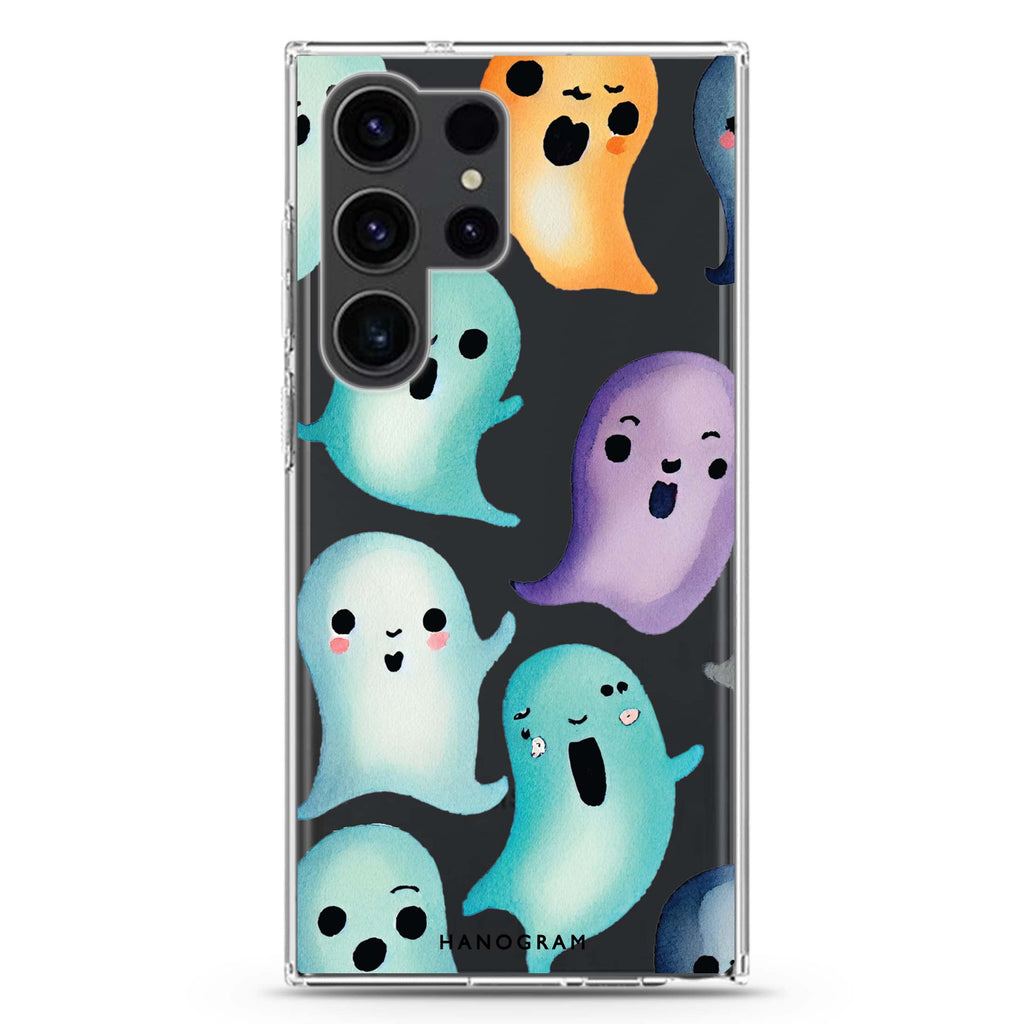 Cute Ghost Samsung Galaxy S26/S25/S24/S23/S22 Ultra ultra clear case, transparent design, main view