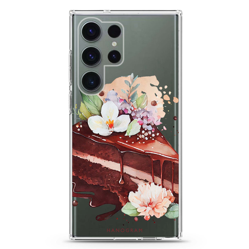 Floral Cake Samsung Galaxy S26/S25/S24/S23/S22 Ultra ultra clear case, transparent design, main view