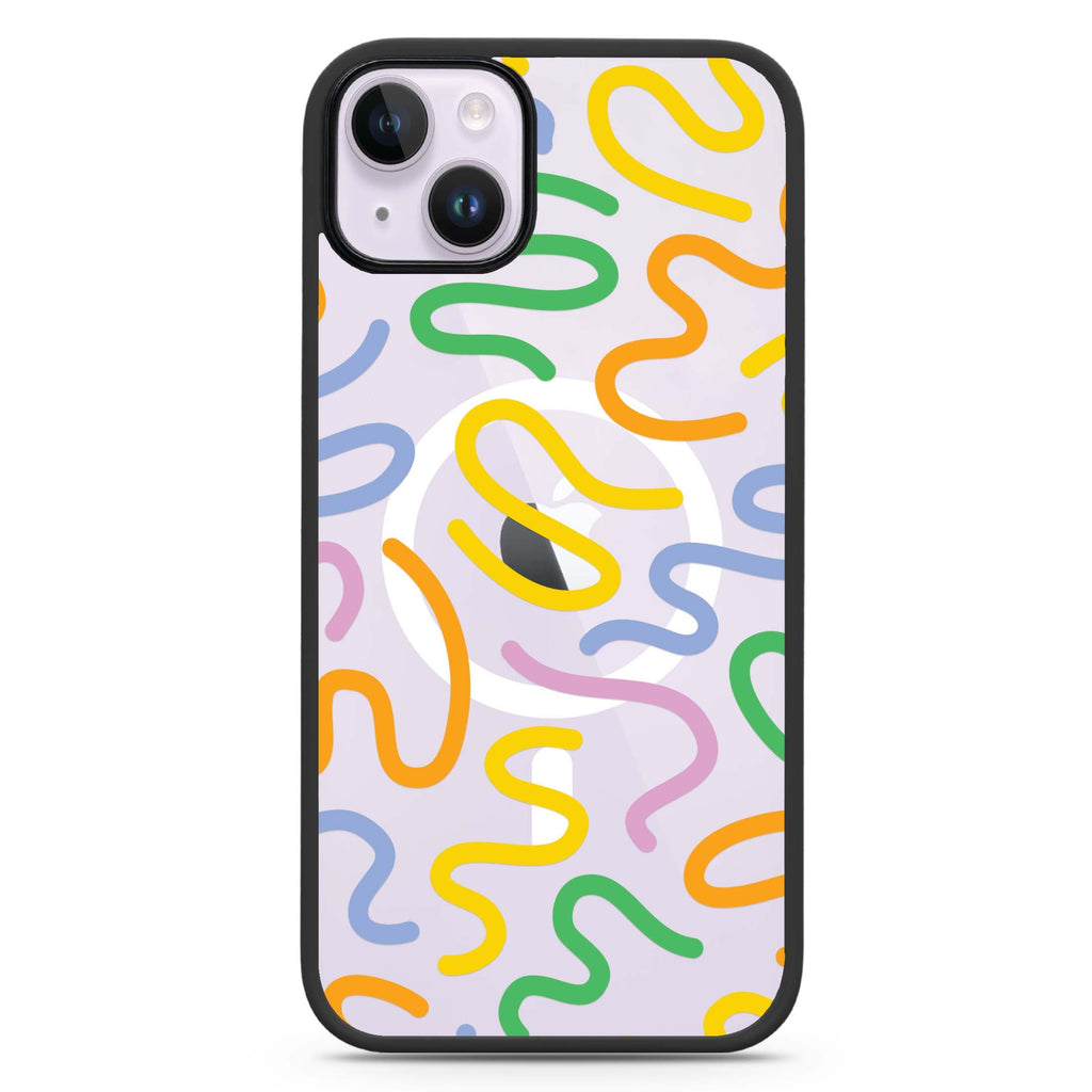 Abstract Doodles iPhone 14 Plus MagSafe Compatible Impact Guard Bumper Case
