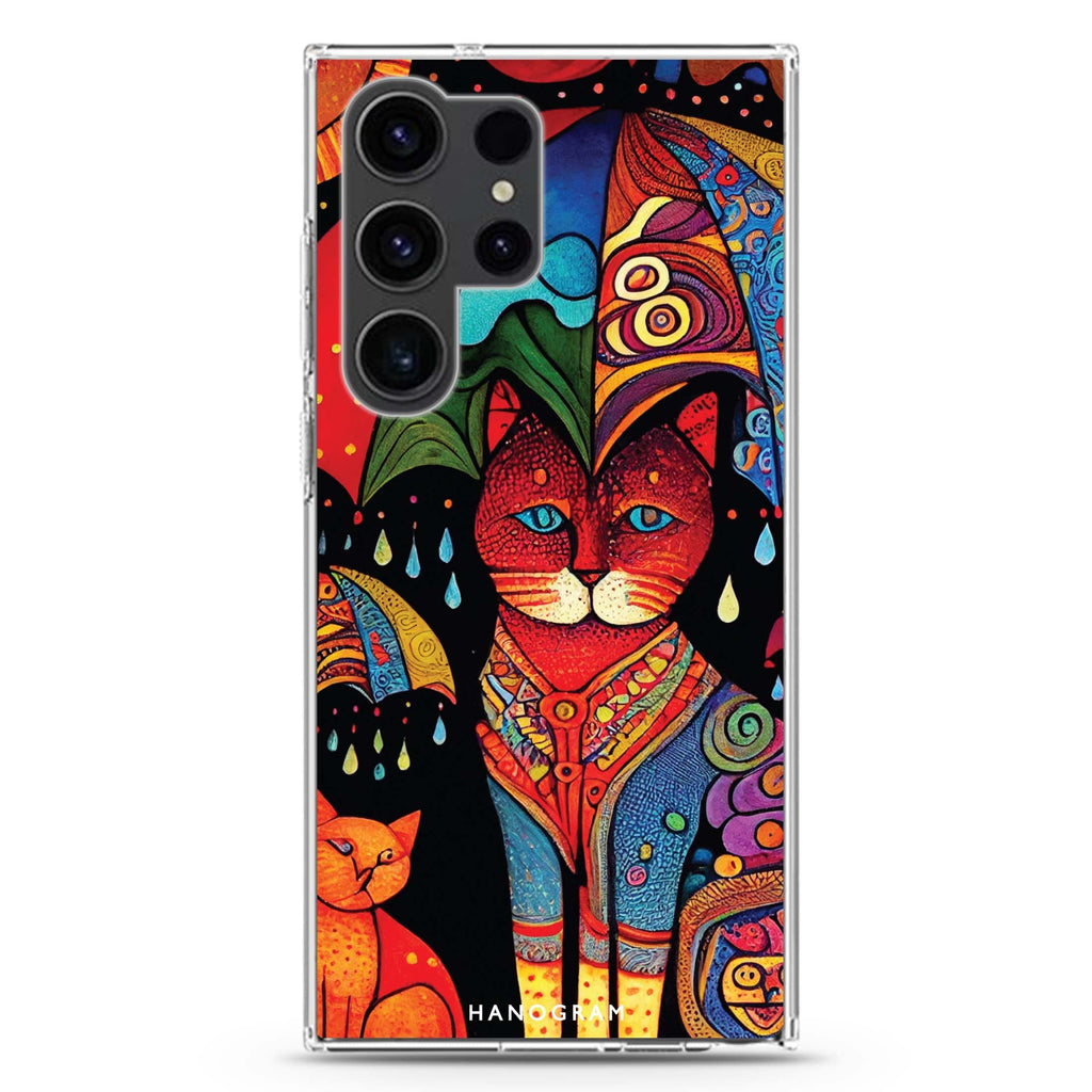 Raining Cat #3 Samsung Galaxy S26/S25/S24/S23/S22 Ultra ultra clear case, transparent design, main view