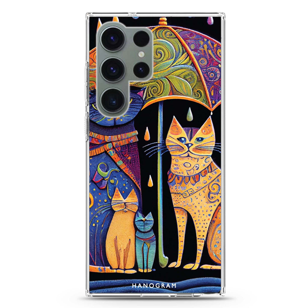 Raining Cat #1 Samsung Galaxy S26/S25/S24/S23/S22 Ultra ultra clear case, transparent design, main view