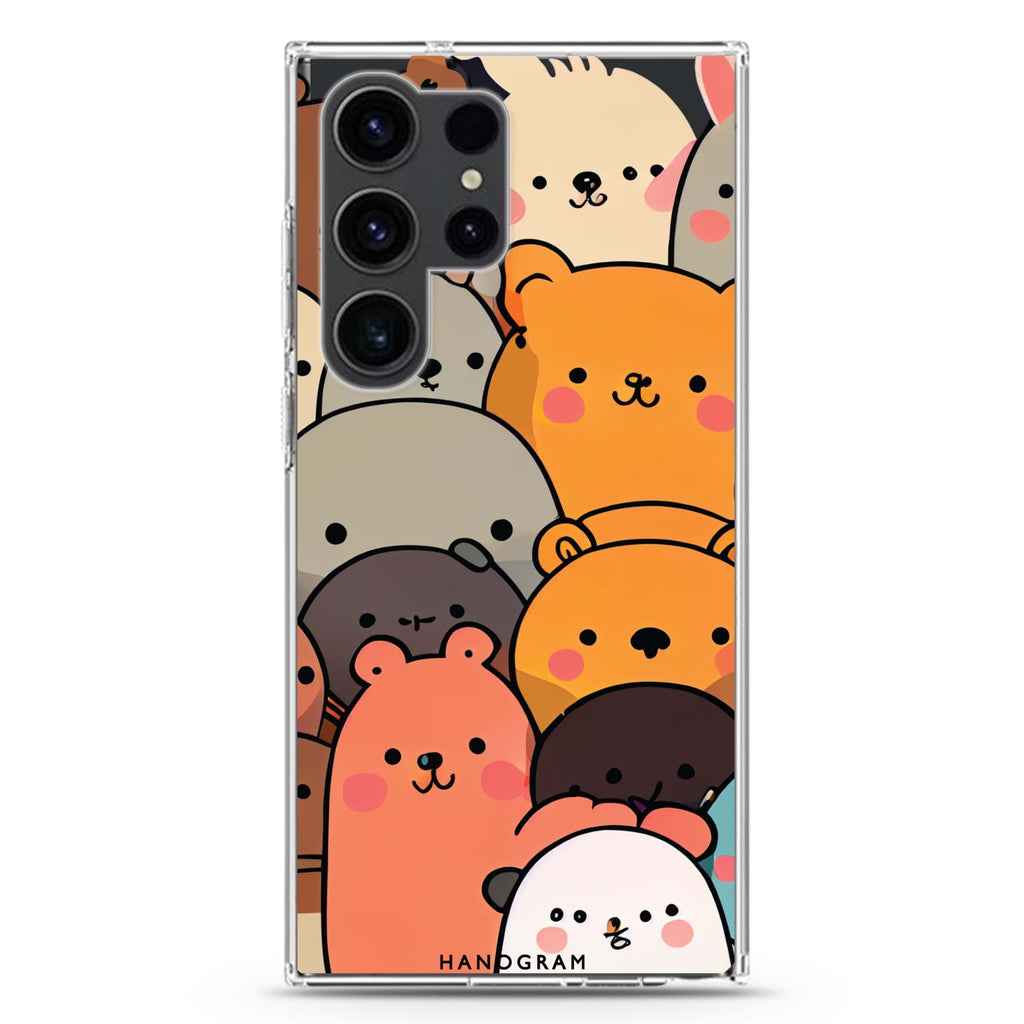 Cute Animals Samsung Galaxy S26/S25/S24/S23/S22 Ultra ultra clear case, transparent design, main view