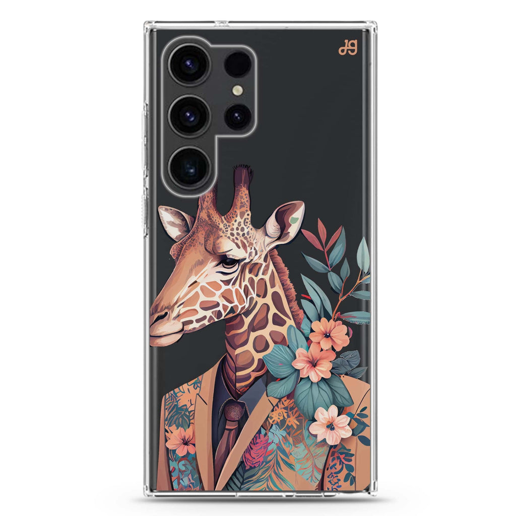 Giraffe & Floral #2 Samsung Galaxy S26/S25/S24/S23/S22 Ultra ultra clear case, transparent design, main view