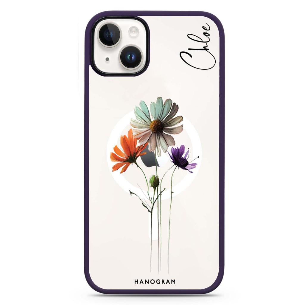 A watercolour floral iPhone 14 MagSafe Compatible Impact Guard Bumper Case