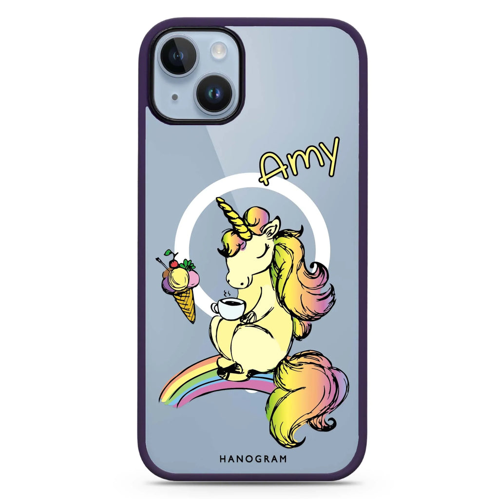 Cute Unicorn iPhone 14 Plus MagSafe Compatible Impact Guard Bumper Case