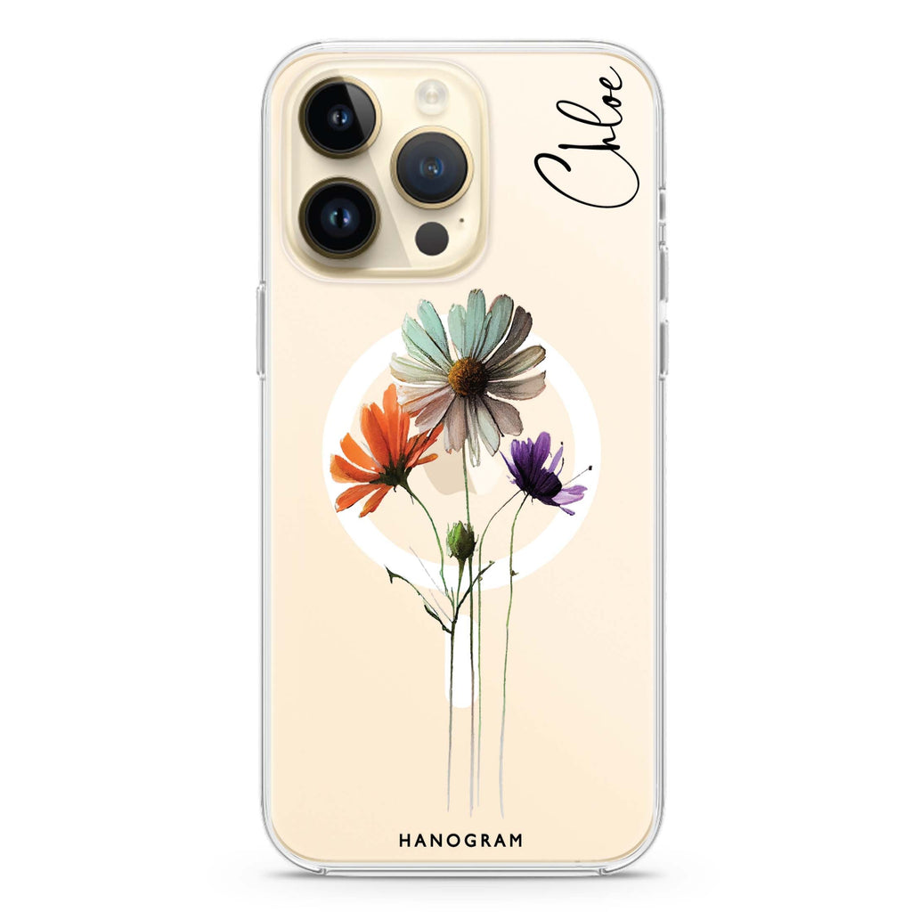 A watercolour floral iPhone 13 Pro MagSafe Compatible Ultra Clear Case