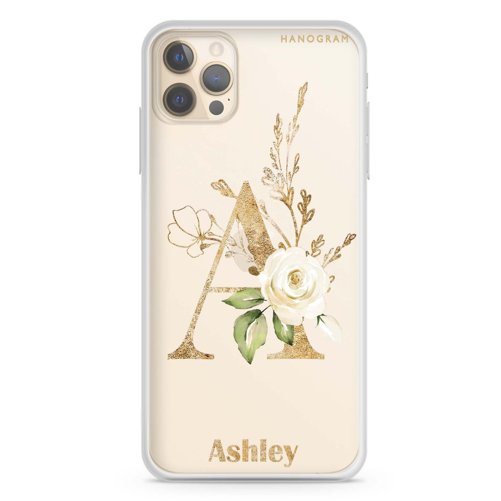 Golden Floral Monogram iPhone 12 Pro Max Ultra Clear Case