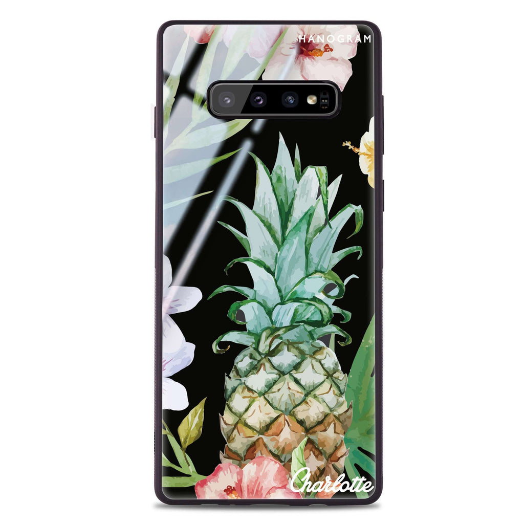 Pineapple & Floral Samsung S10 Plus Glass Case