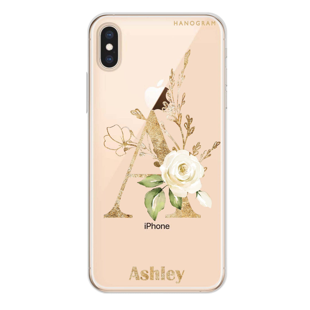 Golden Floral Monogram iPhone XS Max Ultra Clear Case