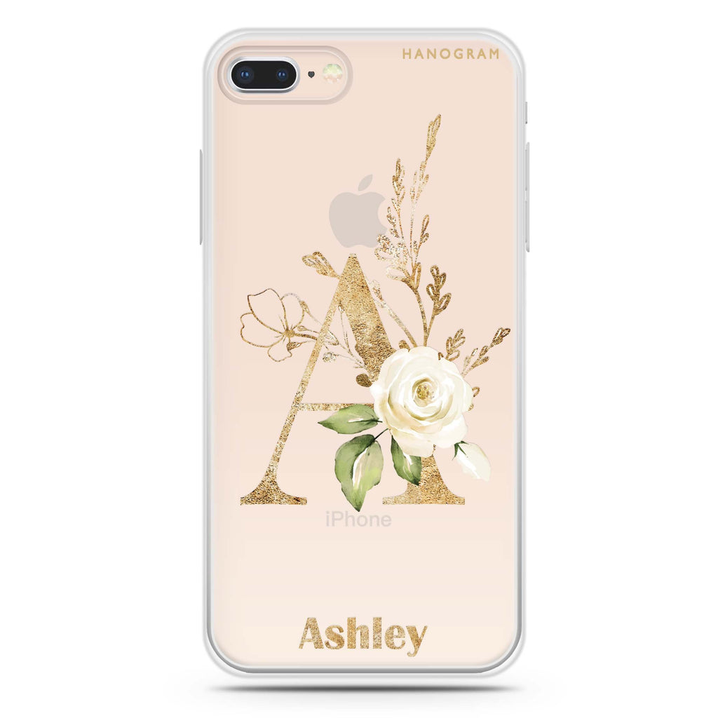 Golden Floral Monogram iPhone 8 Ultra Clear Case