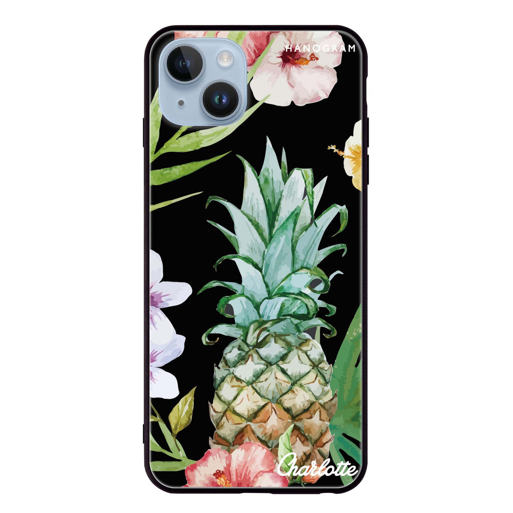 Pineapple & Floral iPhone 14 Plus Glass Case