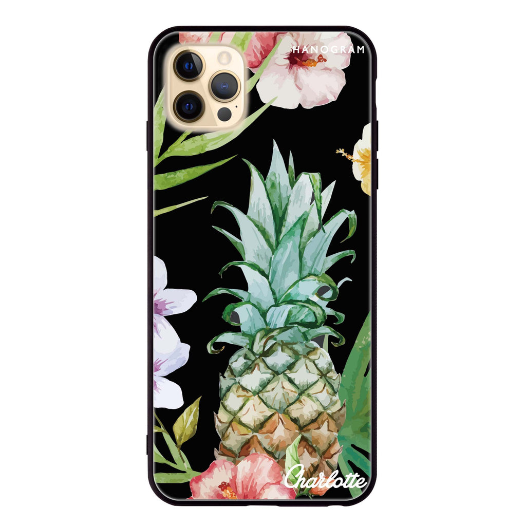 Pineapple & Floral iPhone 12 Pro Glass Case