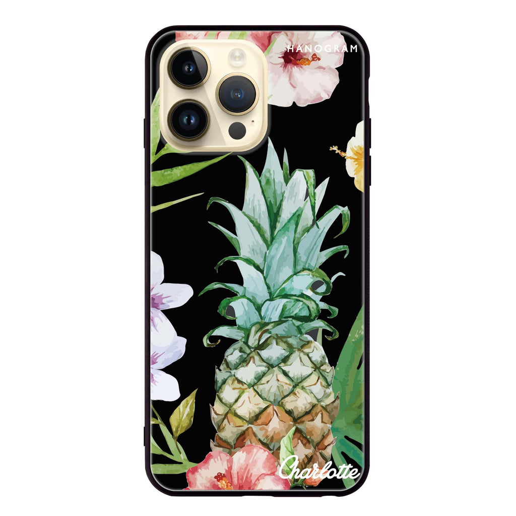 Pineapple & Floral iPhone 13 Pro Glass Case