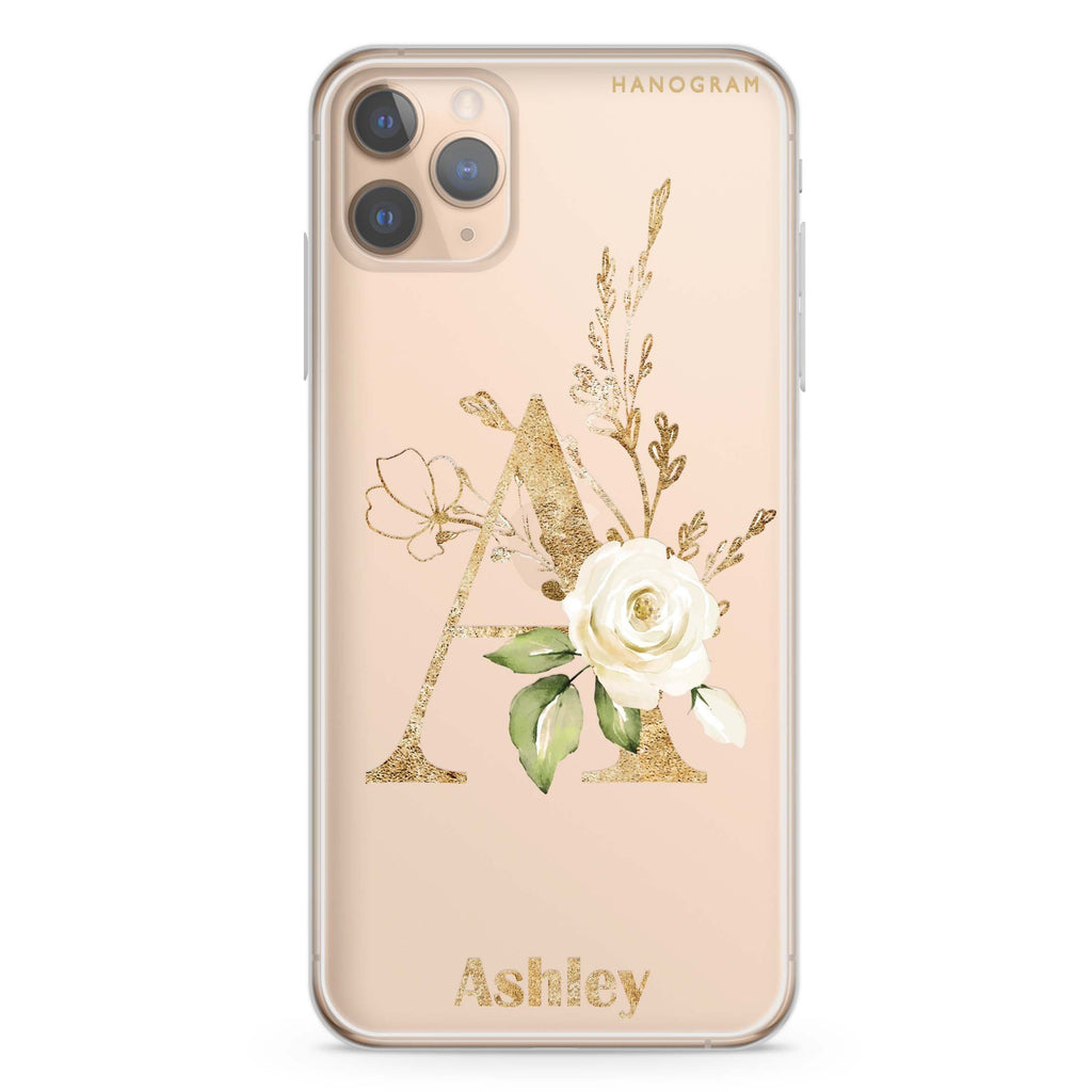 Golden Floral Monogram iPhone 11 Pro Max Ultra Clear Case