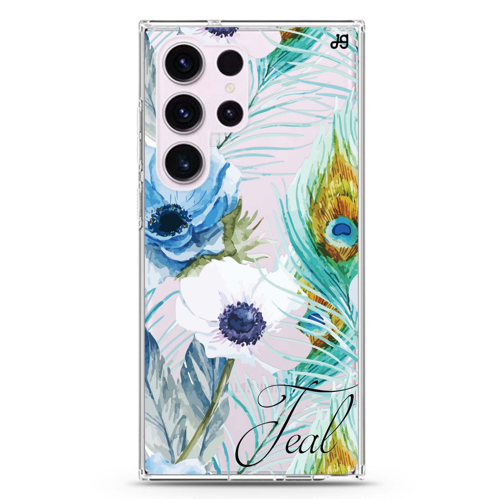 Pretty Watercolor personalized name Samsung Galaxy S26/S25/S24/S23/S22 Ultra ultra clear case, transparent design, main view