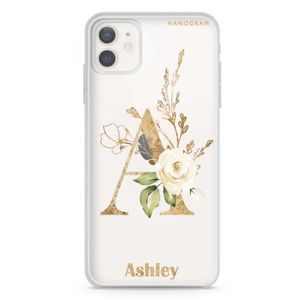 Golden Floral Monogram iPhone 12 Ultra Clear Case