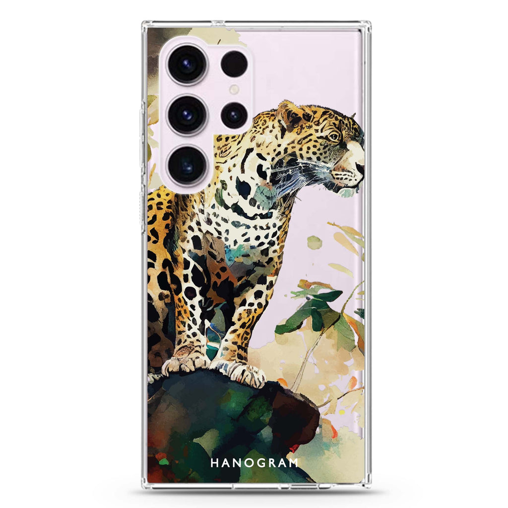 A Leopard Samsung Galaxy S26/S25/S24/S23/S22 Ultra ultra clear case, transparent design, main view