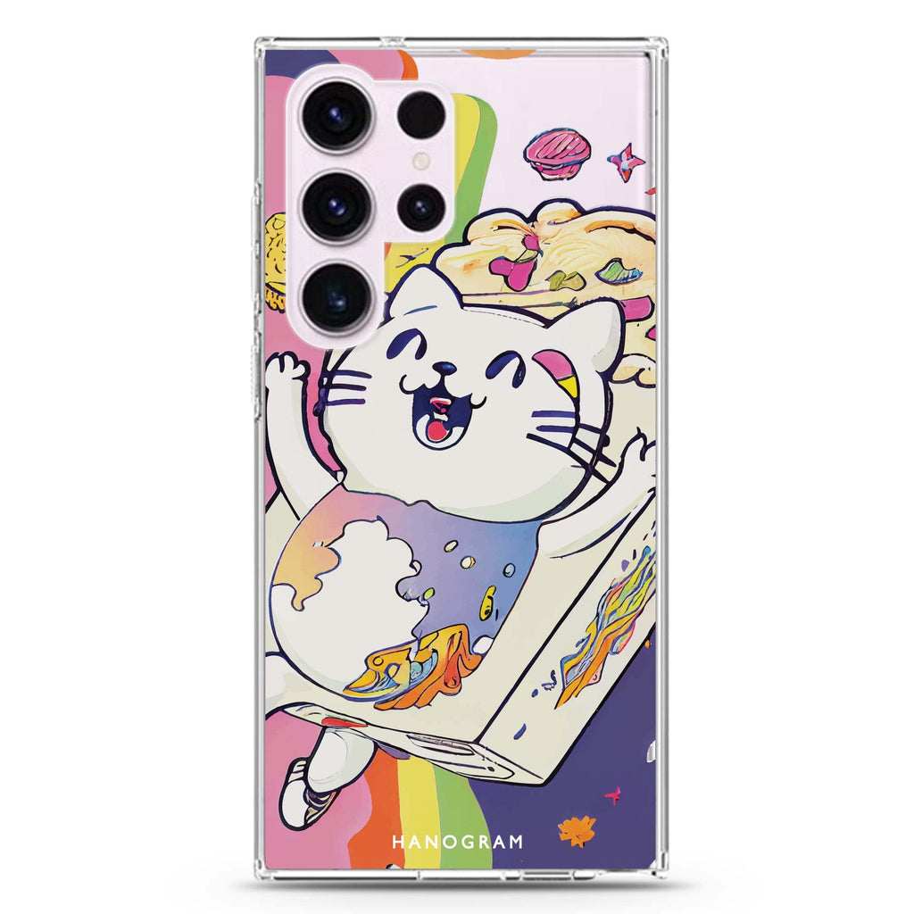 Rainbow Cat Samsung Galaxy S26/S25/S24/S23/S22 Ultra ultra clear case, transparent design, main view