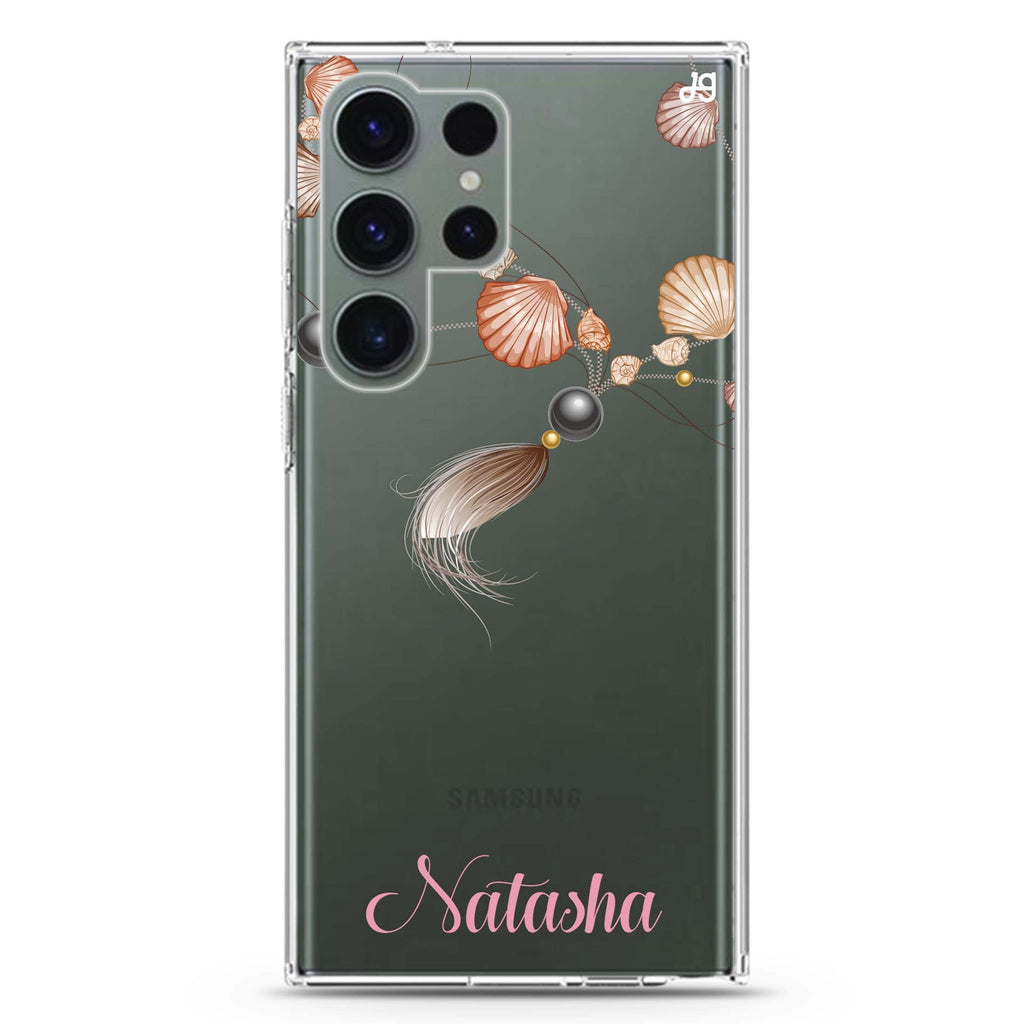 Connection of Sea personalized name Samsung Galaxy S26/S25/S24/S23/S22 Ultra ultra clear case, transparent design, main view