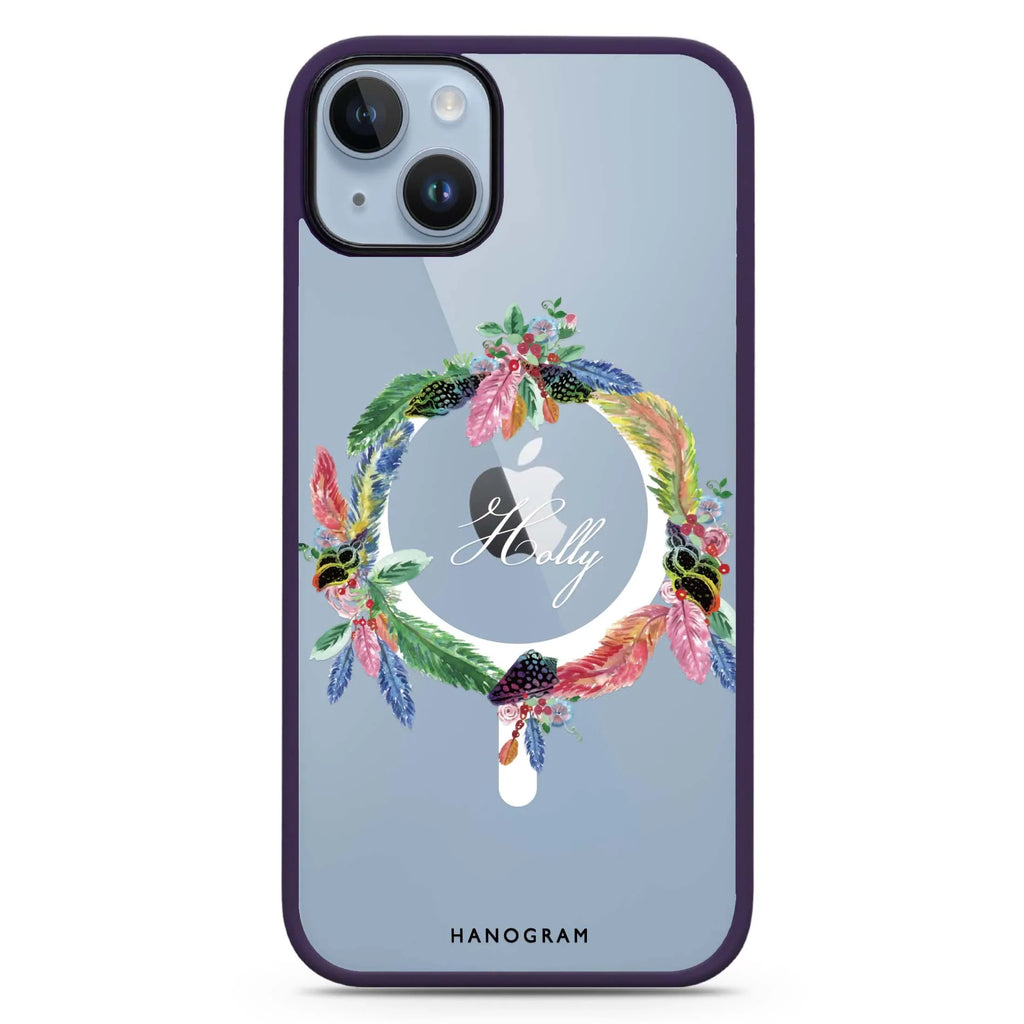 Watercolour Feather iPhone 14 Plus MagSafe Compatible Impact Guard Bumper Case