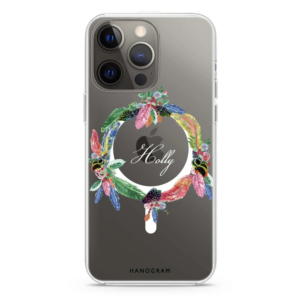 Watercolour Feather iPhone 12 Pro MagSafe Compatible Ultra Clear Case