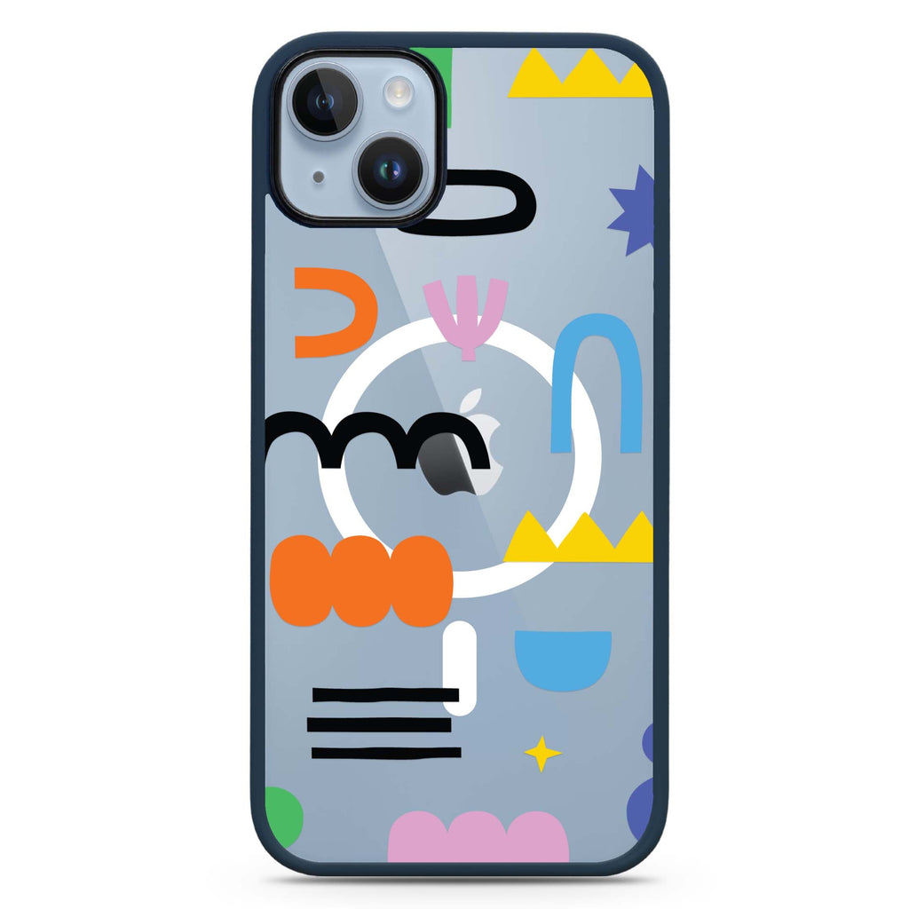 Abstract Doodles Pattern iPhone 14 Plus MagSafe Compatible Impact Guard Bumper Case
