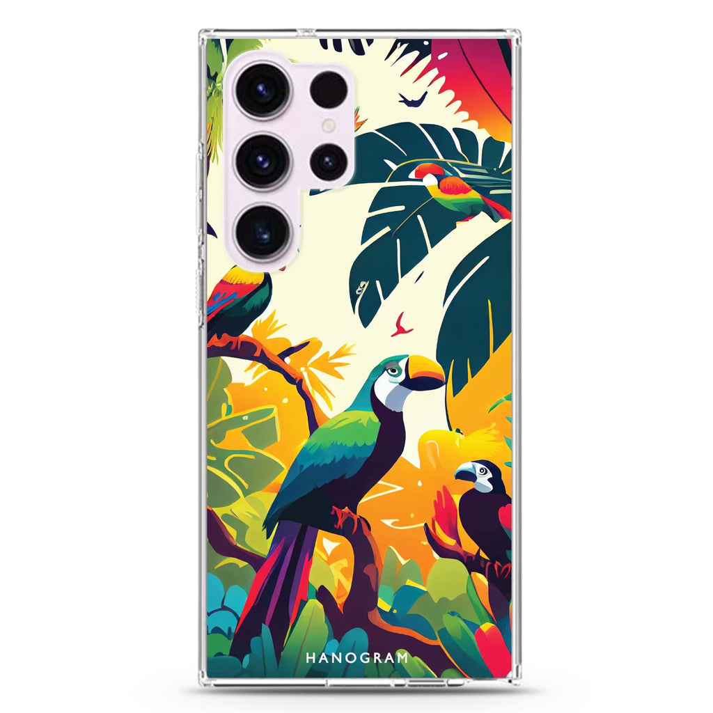 Tropical Birds #1 Samsung Galaxy S26/S25/S24/S23/S22 Ultra ultra clear case, transparent design, main view