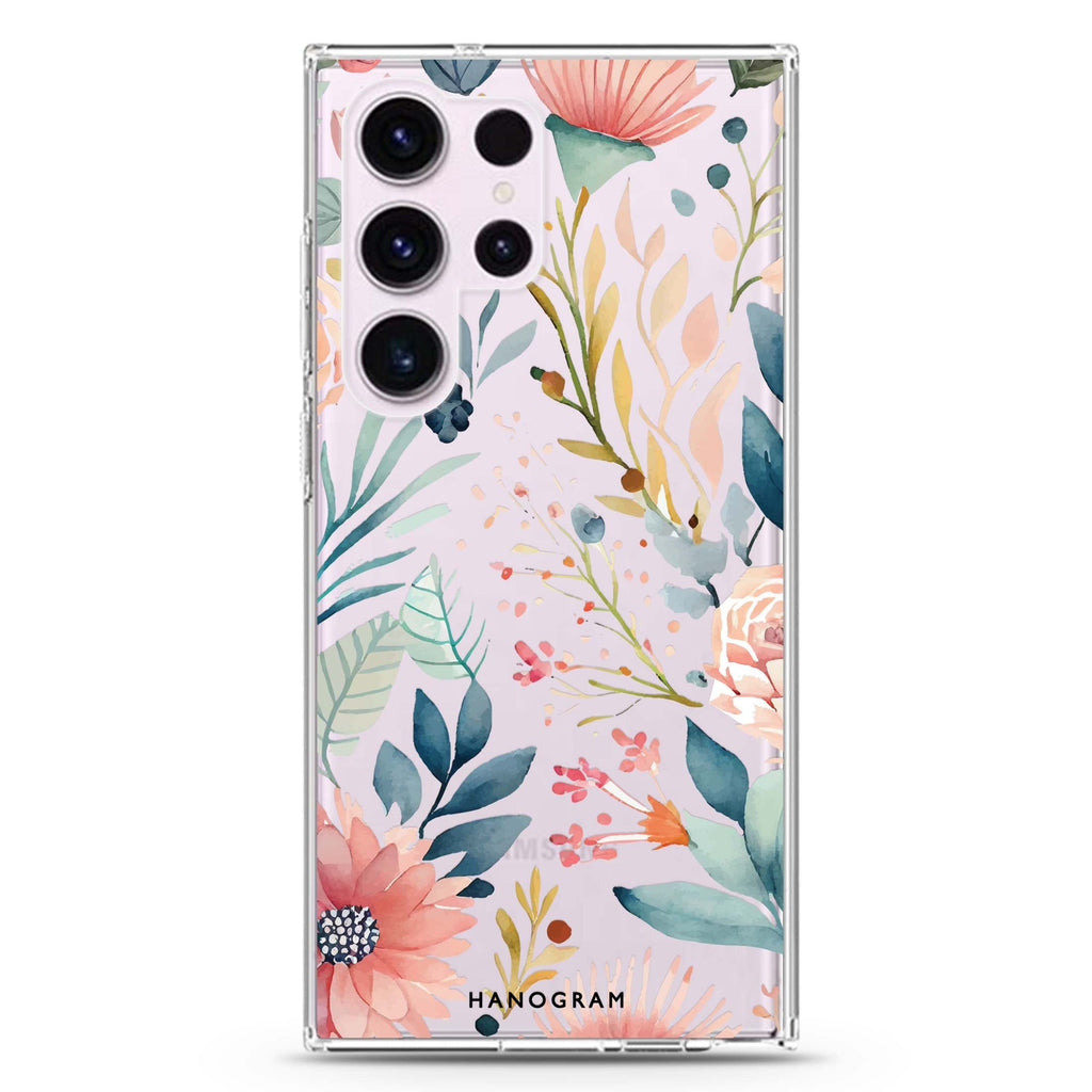 Floral Pattern #2 Samsung Galaxy S26/S25/S24/S23/S22 Ultra ultra clear case, transparent design, main view