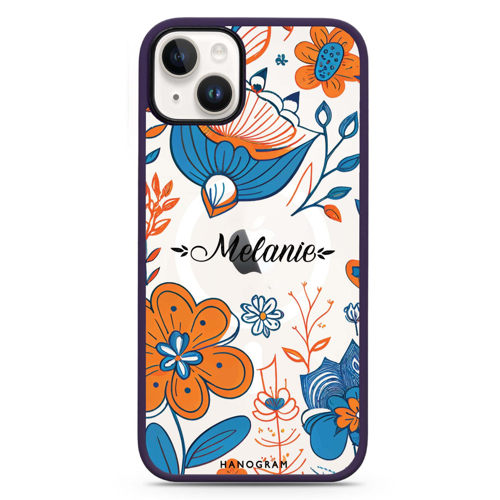 Floral Pattern iPhone 14 MagSafe Compatible Impact Guard Bumper Case