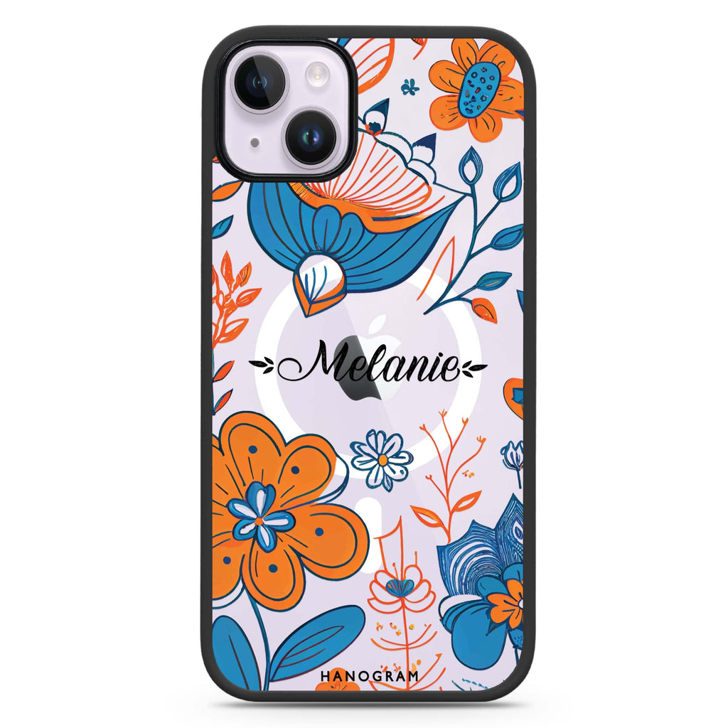 Floral Pattern iPhone 14 Plus MagSafe Compatible Impact Guard Bumper Case