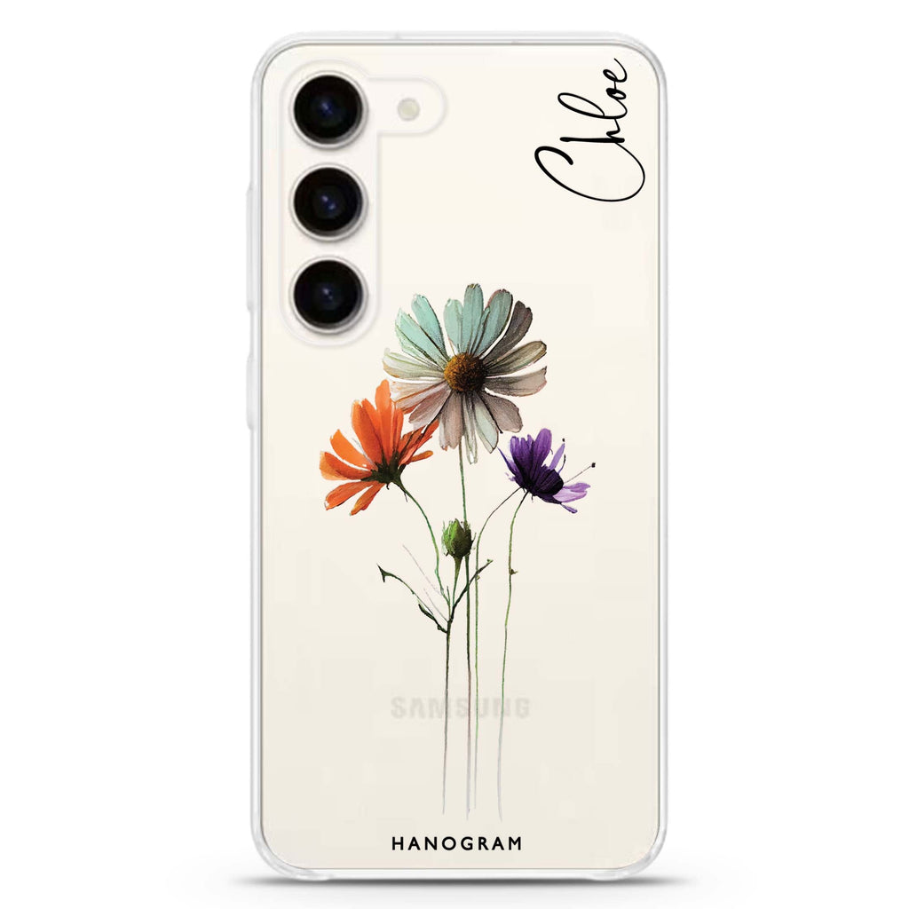 A watercolour floral Ultra Clear Case for Galaxy S23