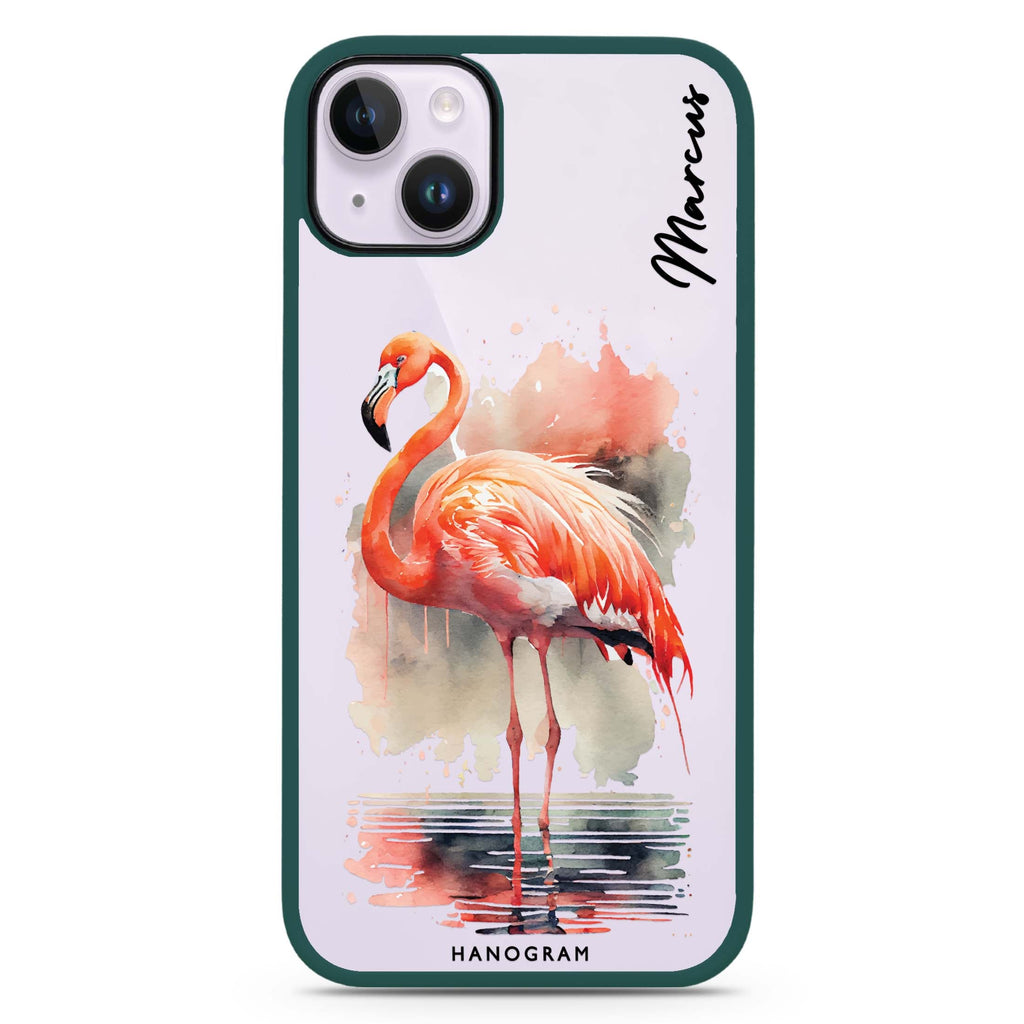 Flamingo in water iPhone 14 Plus Impact Guard Bumper Case