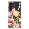 Watercolor Tulip personalized name Samsung Galaxy S26/S25/S24/S23/S22 Ultra ultra clear case, transparent design, main view