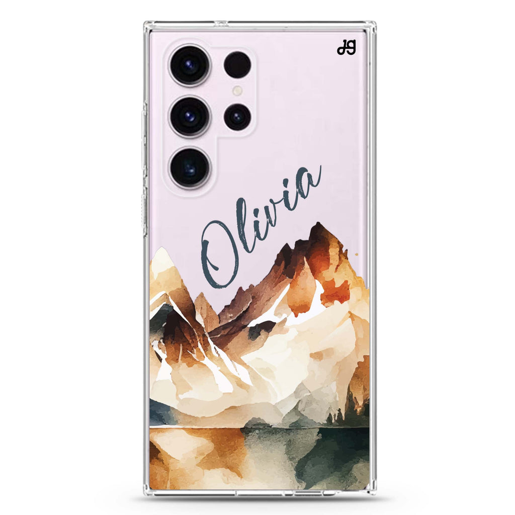 Hills Drawing personalized name Samsung Galaxy S26/S25/S24/S23/S22 Ultra ultra clear case, transparent design, main view