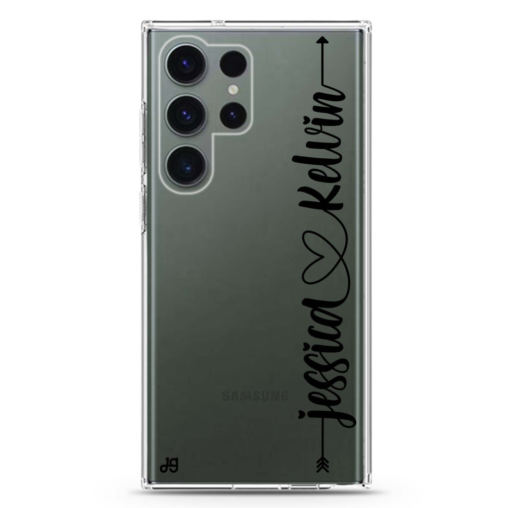 Custom #6 personalized name Samsung Galaxy S26/S25/S24/S23/S22 Ultra ultra clear case, transparent design, main view