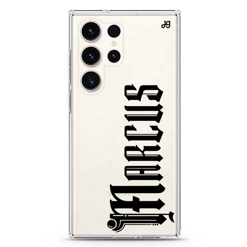 Custom #3 personalized name Samsung Galaxy S26/S25/S24/S23/S22 Ultra ultra clear case, transparent design, main view