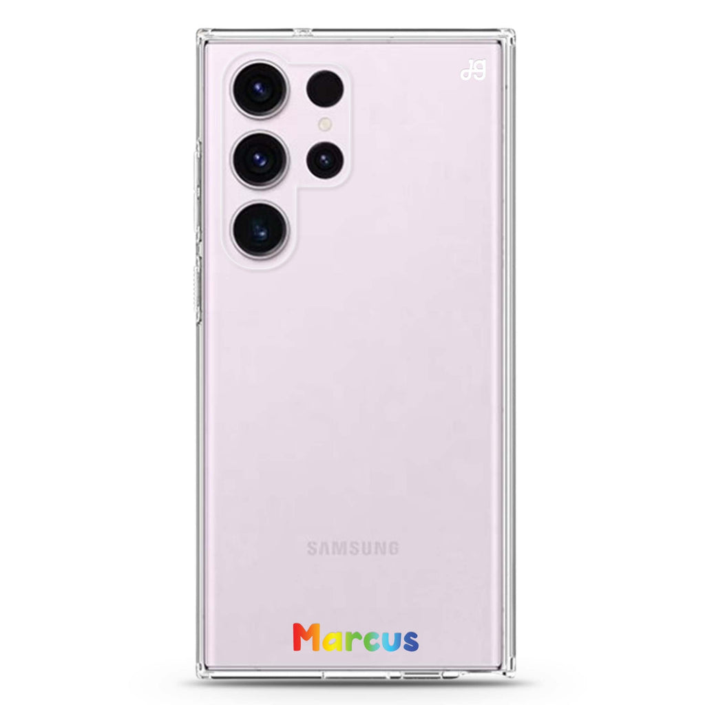 Custom #1 personalized name Samsung Galaxy S26/S25/S24/S23/S22 Ultra ultra clear case, transparent design, main view
