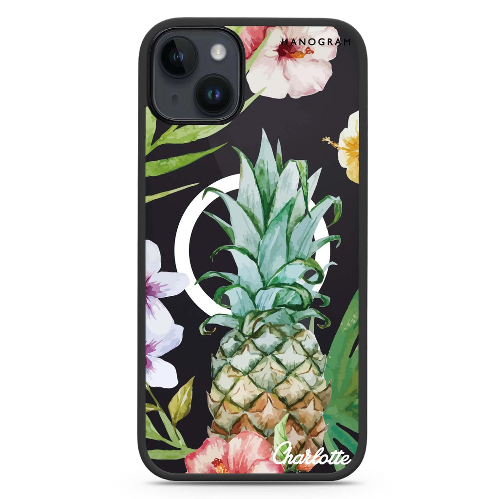 Pineapple & Floral iPhone 14 Plus MagSafe Compatible Impact Guard Bumper Case