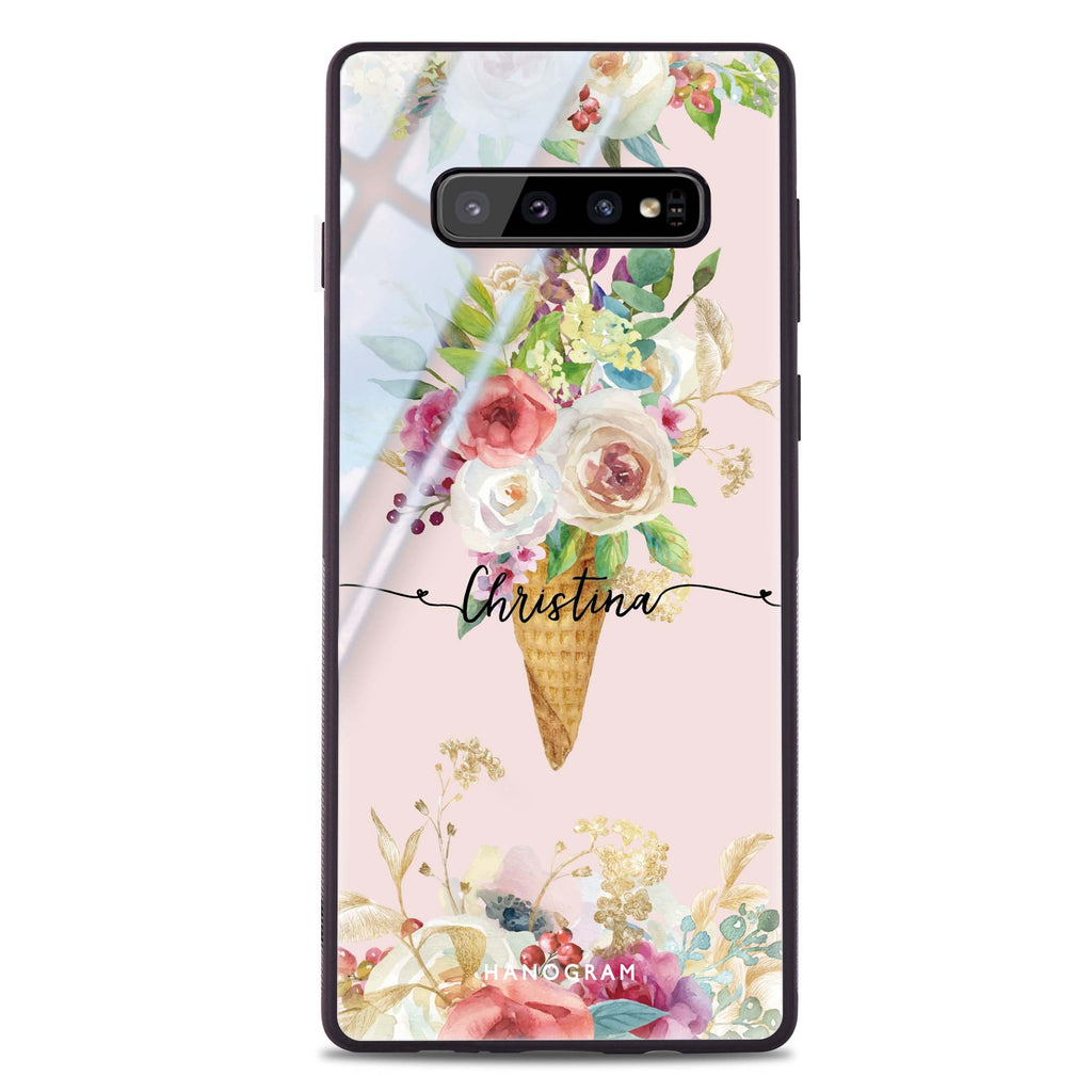 Ice cream floral Samsung S10 Glass Case