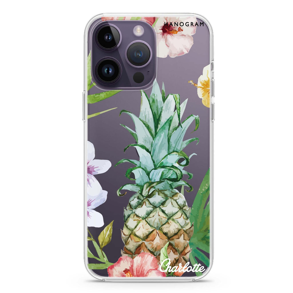 Pineapple & Floral iPhone 14 Pro Max Ultra Clear Case