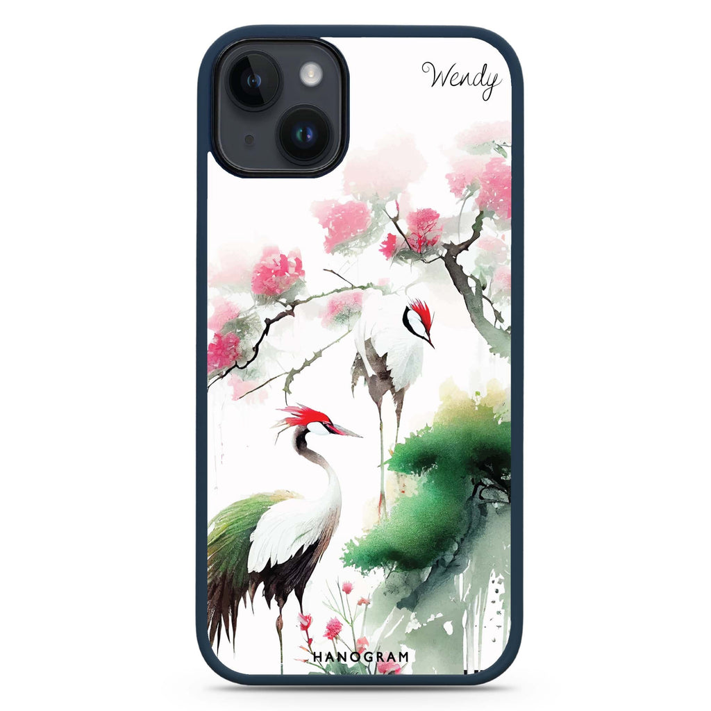 Pines & cranes iPhone 14 Plus MagSafe Compatible Impact Guard Bumper Case