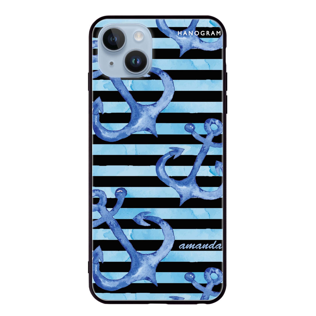 Blue Anchor iPhone 14 Plus Glass Case