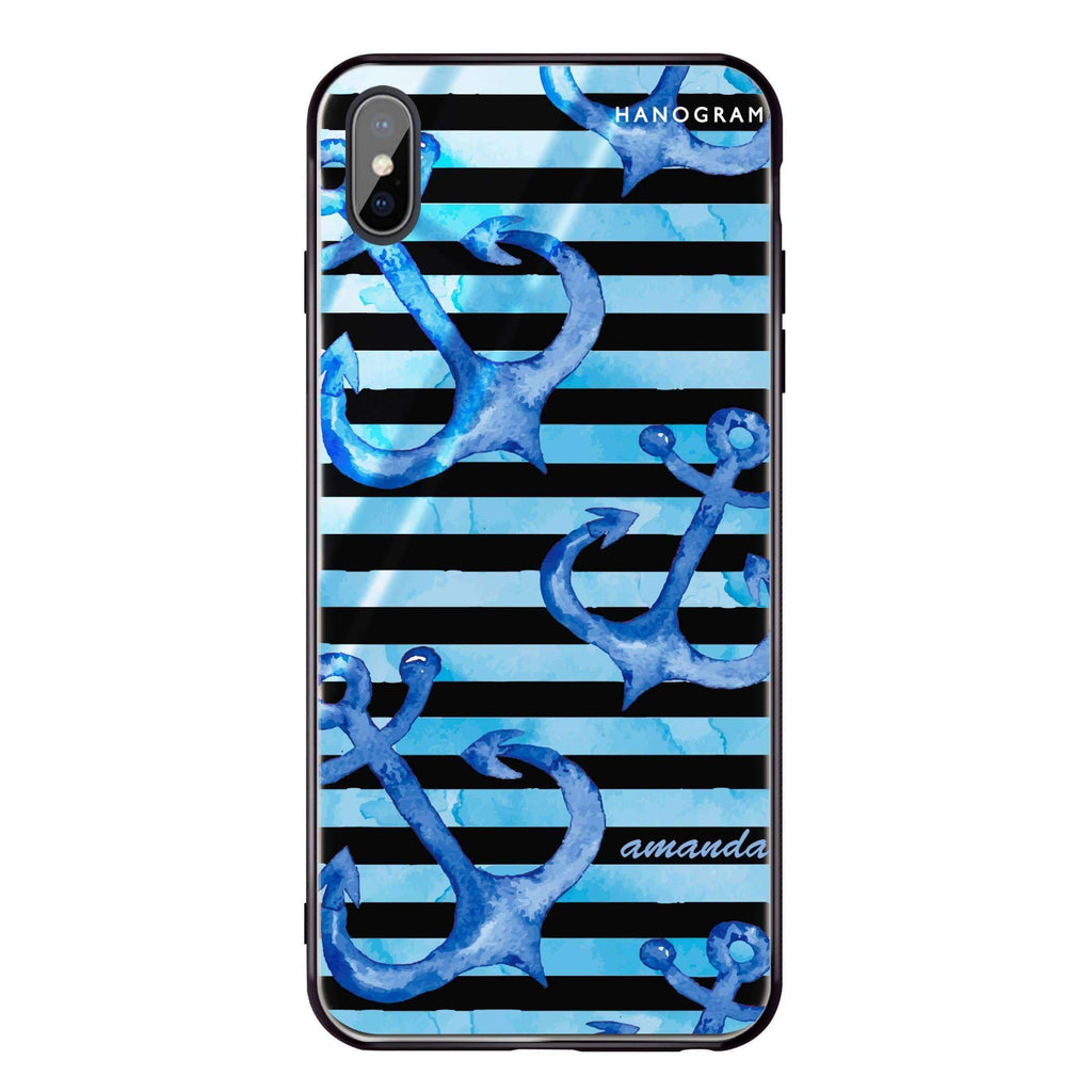 Blue Anchor iPhone XS Max Glass Case