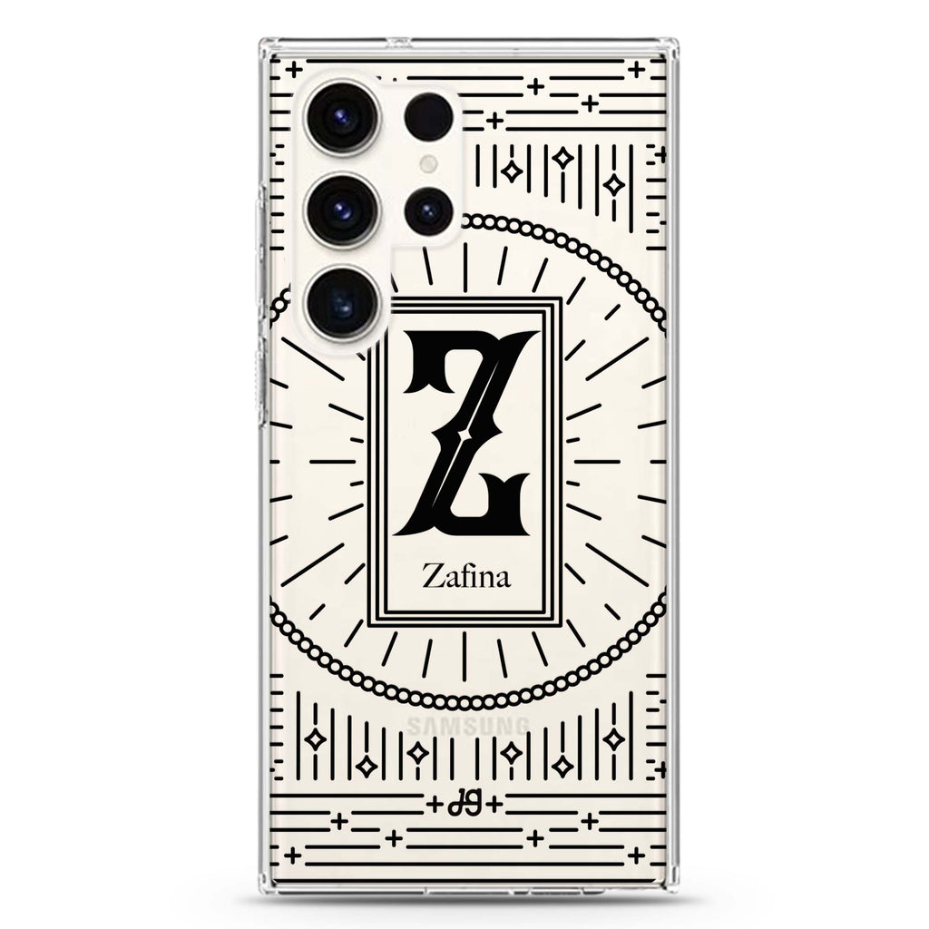 Artistic Monogram II Samsung Galaxy S26/S25/S24/S23/S22 Ultra ultra clear case, transparent design, main view
